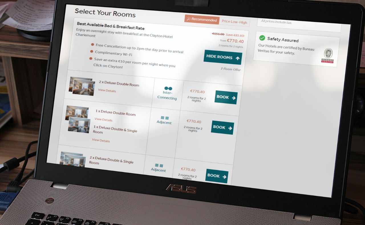 interconnecting rooms booking engine