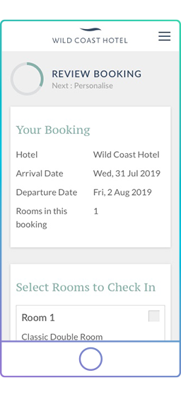 Select Room to Check-in Second Step Online Check-in