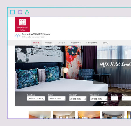 Webdesign-Projekt für Leonardo Hotels.